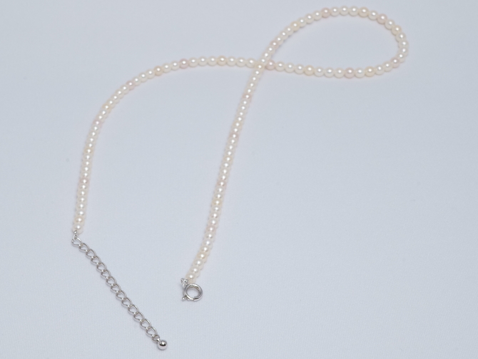 10083597-淡水ネックレスSV 3.5-4.0mm アジャスター付き